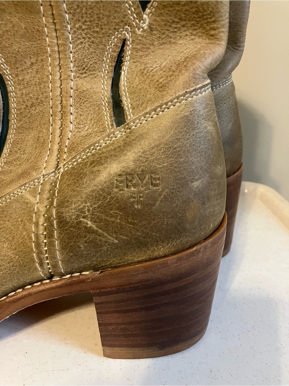 Vintage Frye Sabrina floral olive boots - Picture 7 of 7